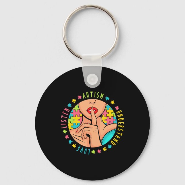 Chaveiro Deficiências de consciência do autismo Mês 2 (Frente)