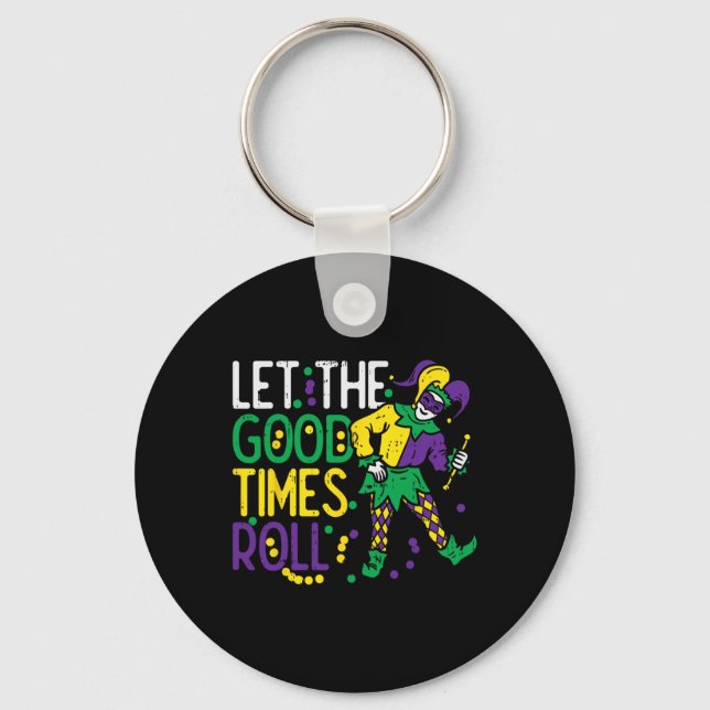 Chaveiro Deixe O Bom Tempo Rolar Jester Miçanga Mardi Gra D (Frente)