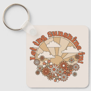 Chaveiro Deixe o sol em Groovy Daisy Hippie Flowers