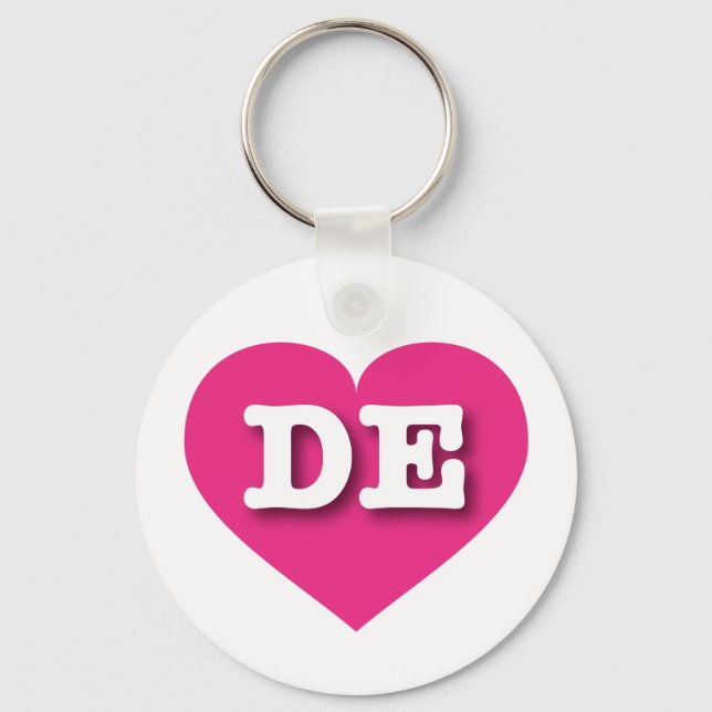 Chaveiro Delaware Hot Pink Heart - Eu amo DE (Frente)