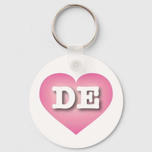 Chaveiro Delaware Pink Fade Heart - Eu amo DE (Frente)