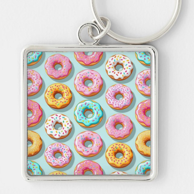 Chaveiro Deliciosos donuts de creme azuis (Frente)
