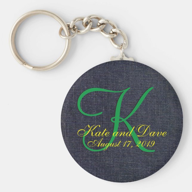 Chaveiro Denim Blue Jean 3d Monograma (Frente)