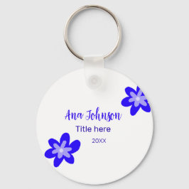 Chaveiro Denominação do rabisco de flor azul título ano 20X