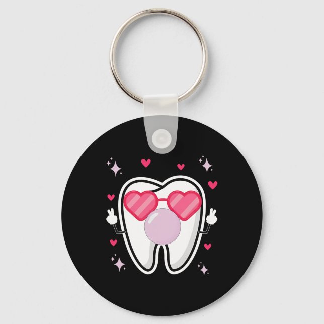 Chaveiro Dentes Fofos Coração Óculos Sol Borrando Chiclete  (Frente)