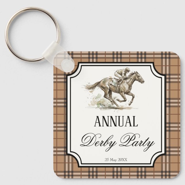 Chaveiro Derby horse racing elegant gingham party gifts (Frente)
