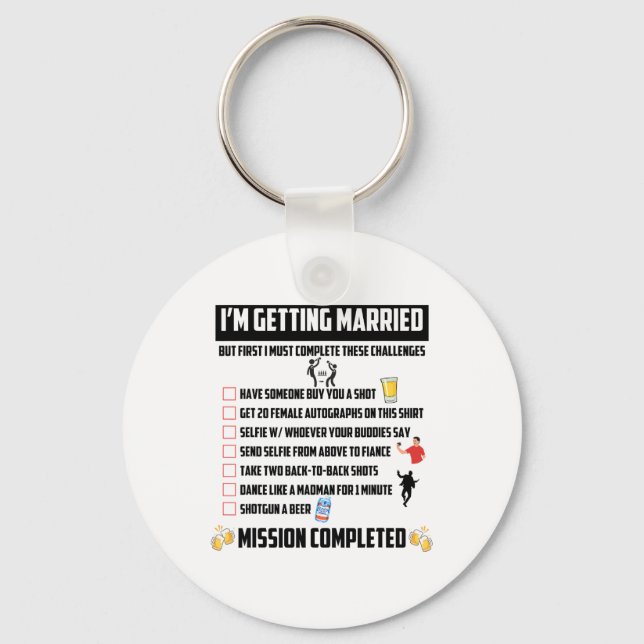 Chaveiro Desafios da Despedida de Solteiro - Desafio Divert (Frente)