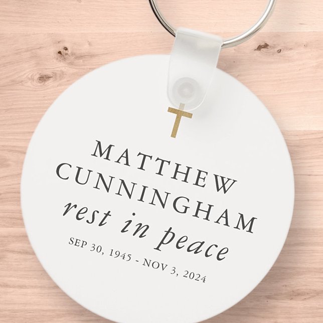 Chaveiro Descanso Funeral Memorial Na Paz Cruz Simples Mode (Criador carregado)