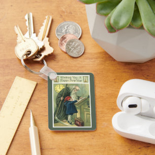 Chaveiro Desejando um Feliz Ano Novo, Antigo Pai Tempo