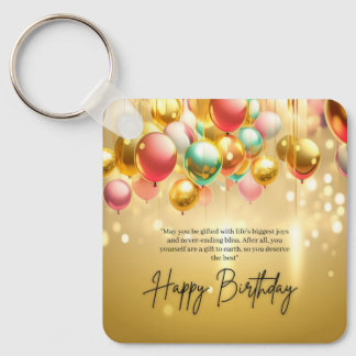 Chaveiro Desejos de Aniversário Dourado