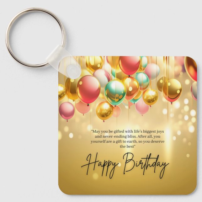 Chaveiro Desejos de Aniversário Dourado (Frente)