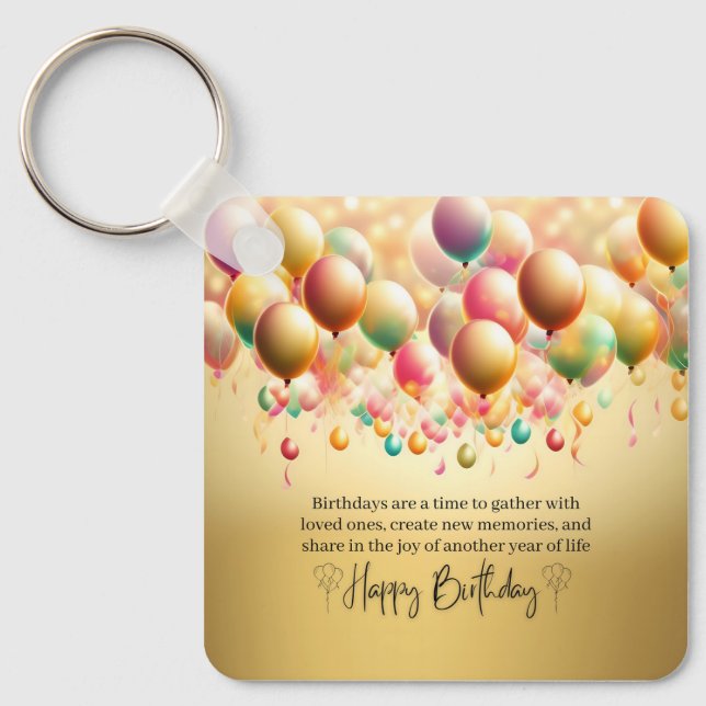 Chaveiro Desejos de Aniversário Radiantes (Frente)