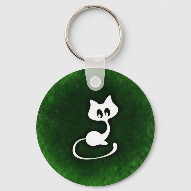 Chaveiro Desenhar de gato branco (Frente)