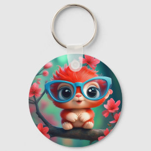 Chaveiro Desenho Animado de Animal Fantasia Fofo Com Óculos