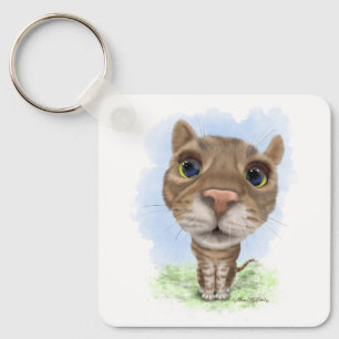 Chaveiro Desenho animado de gato tabby engraçado