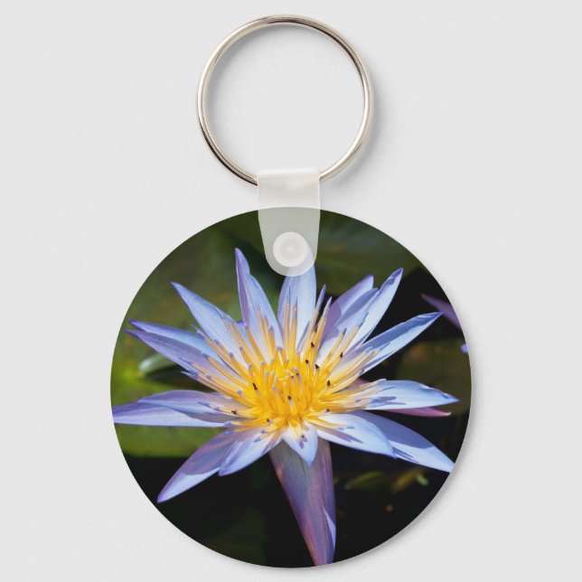 Chaveiro Desenho Botânico Floral de Nenúfar Tropical (Frente)