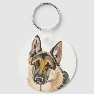 Chaveiro Desenho Chave de Lindo Cão Pastor Alemão, Alsation