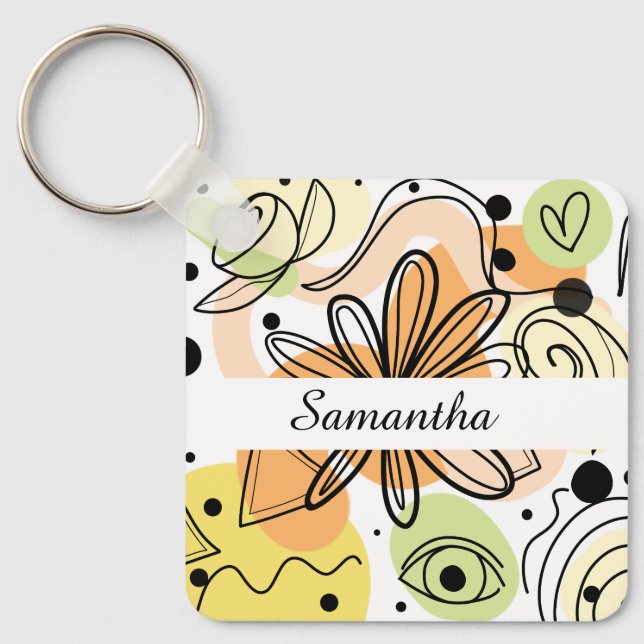 Chaveiro Desenho Colorido de Abstrato (Frente)
