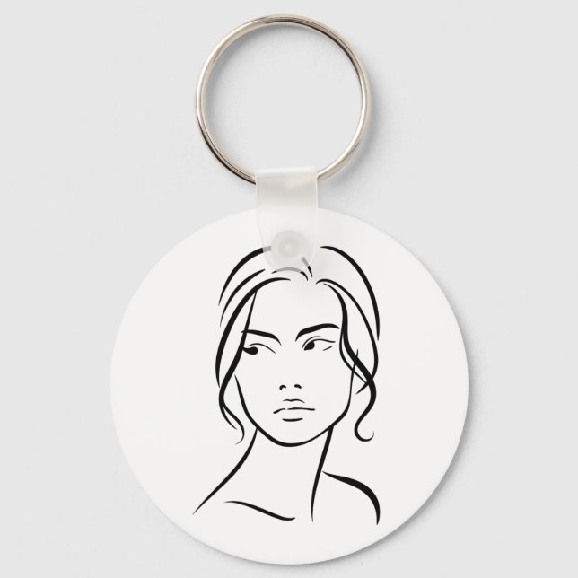 Chaveiro Desenho da face de uma mulher de linha 4 (Frente)