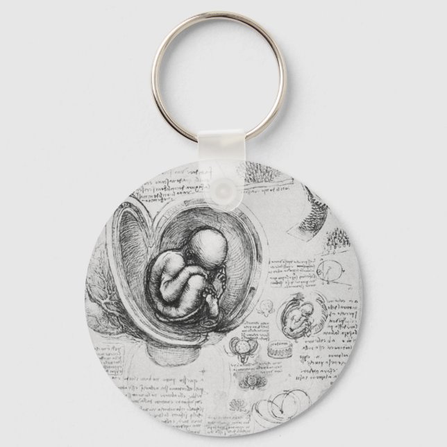 Chaveiro Desenho da imagem de um feto no útero 1 (Frente)