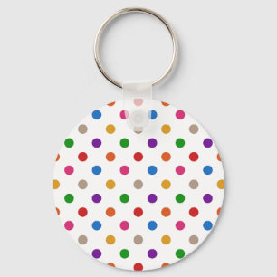 Chaveiro Desenho de Arco-íris Colorido Branco com Pontos Po