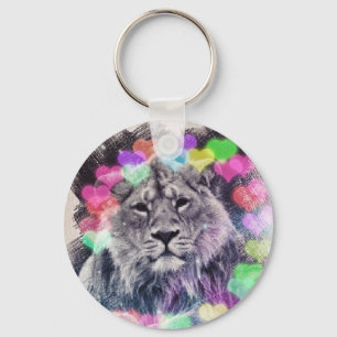 Chaveiro Desenho de Arte Digital Lion Heart Bokeh