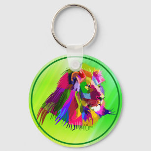 Chaveiro Desenho de Arte Pop Prismática de Cabeça de Leão-6