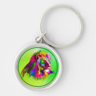 Chaveiro Desenho de Arte Pop Prismática de Cabeça de Leão-6