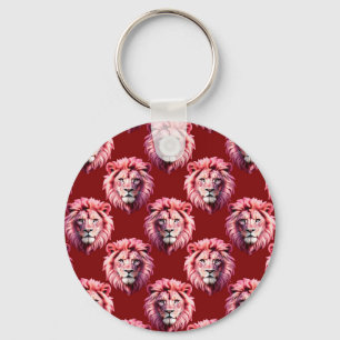 Chaveiro Desenho de cabeça de leão rosa grená