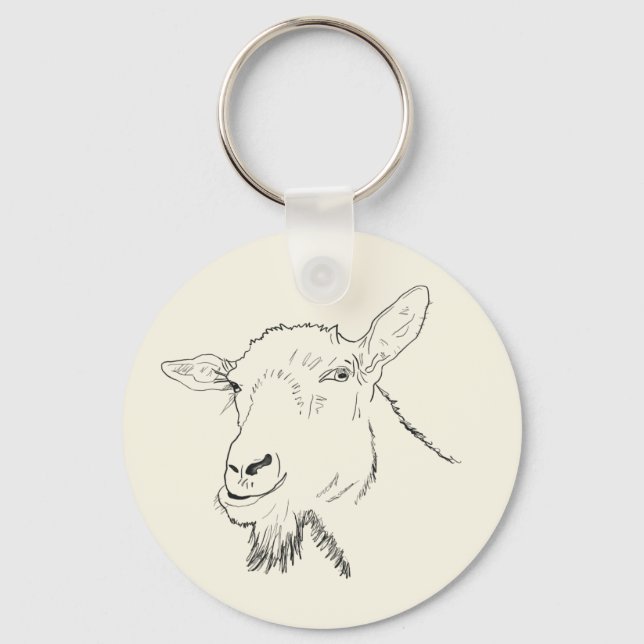Chaveiro Desenho de cabra engraçada em linha arte de design (Frente)