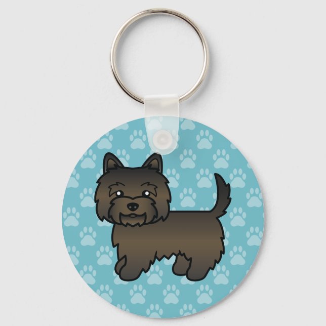 Chaveiro Desenho de cachorro de desenho animado Terrier Cai (Frente)