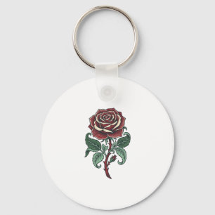 Chaveiro Desenho de Camisa Floral de Rosa Gravada Vintage_1
