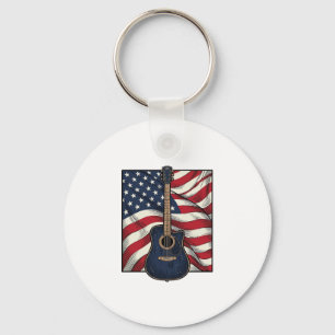 Chaveiro Desenho de Camisa Vetorial de Guitarra Vintage Ban
