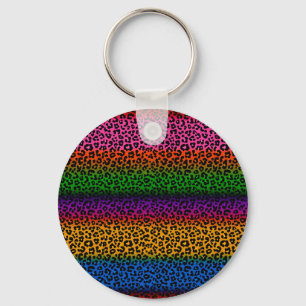 Chaveiro Desenho de Estampa de Animal Leopardo Colorido