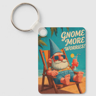 Chaveiro Desenho de Férias na Praia com Gnomos em Estilo Vi