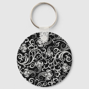 Chaveiro Desenho de flores dálmata preto fofo