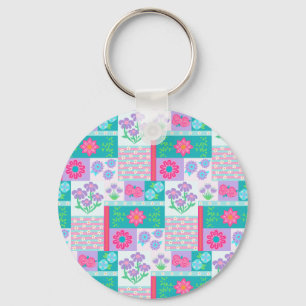 Chaveiro Desenho de Flores Vibrantes em Flor