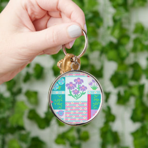 Chaveiro Desenho de Flores Vibrantes em Flor