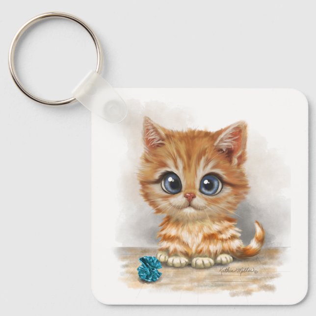 Chaveiro Desenho de Gatinho Laranja (Frente)