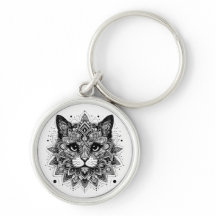 Desenho de Gato com Padrão Mandala