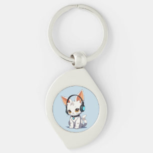 Chaveiro Desenho de Gato Kawaii Encantador