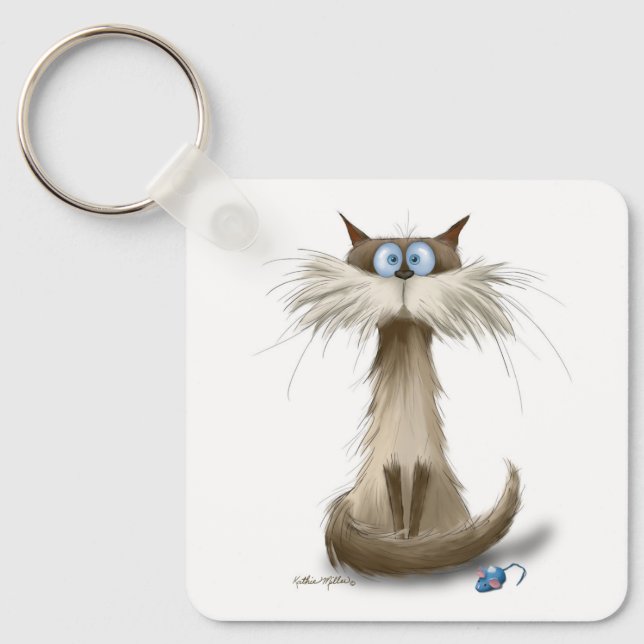 Chaveiro Desenho de Gato Siamês (Frente)