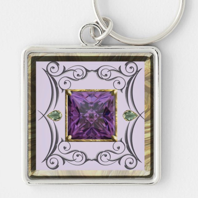 Chaveiro Desenho de gema roxa, violeta (Frente)