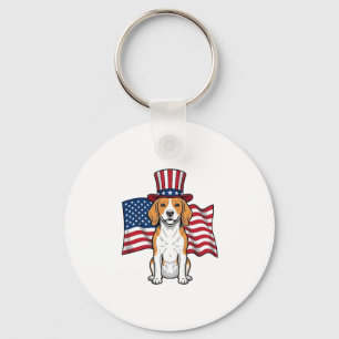 Chaveiro Desenho de Gravura Vintage de Cachorro Beagle Patr