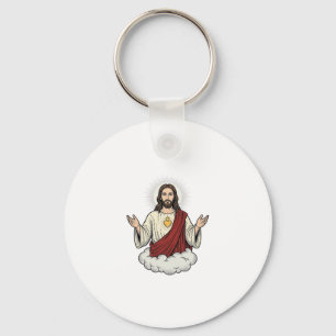 Chaveiro Desenho de Gravura Vintage Devocional do Sagrado C