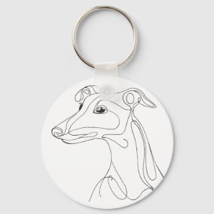 Chaveiro Desenho de Greyhound em Linha Cinza - Design Minim