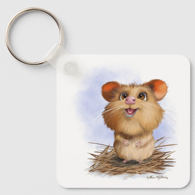 Chaveiro  Desenho de hamster fofo e fofinho (Frente)
