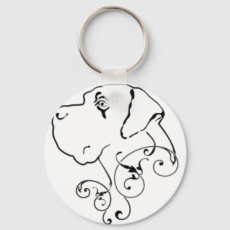 Chaveiro Desenho de linha Cabeça de Dogue Alemão