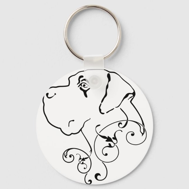 Chaveiro Desenho de linha Cabeça de Dogue Alemão (Frente)
