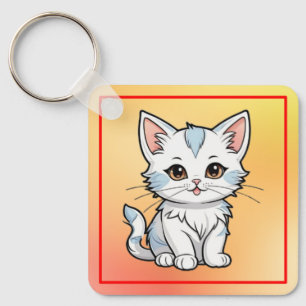 Chaveiro Desenho de Linha de Desenho Animado de Gato Estili